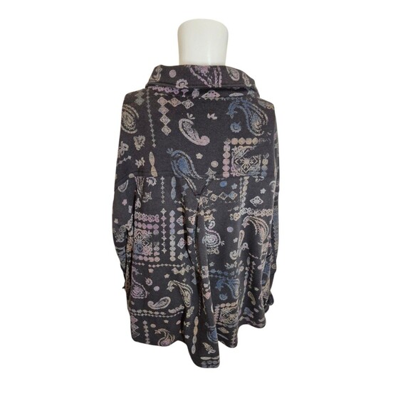 Vintage Havana Boyfriend Fleece Button Down Boho Paisley Sweatshirt Sz L - Picture 4 of 8